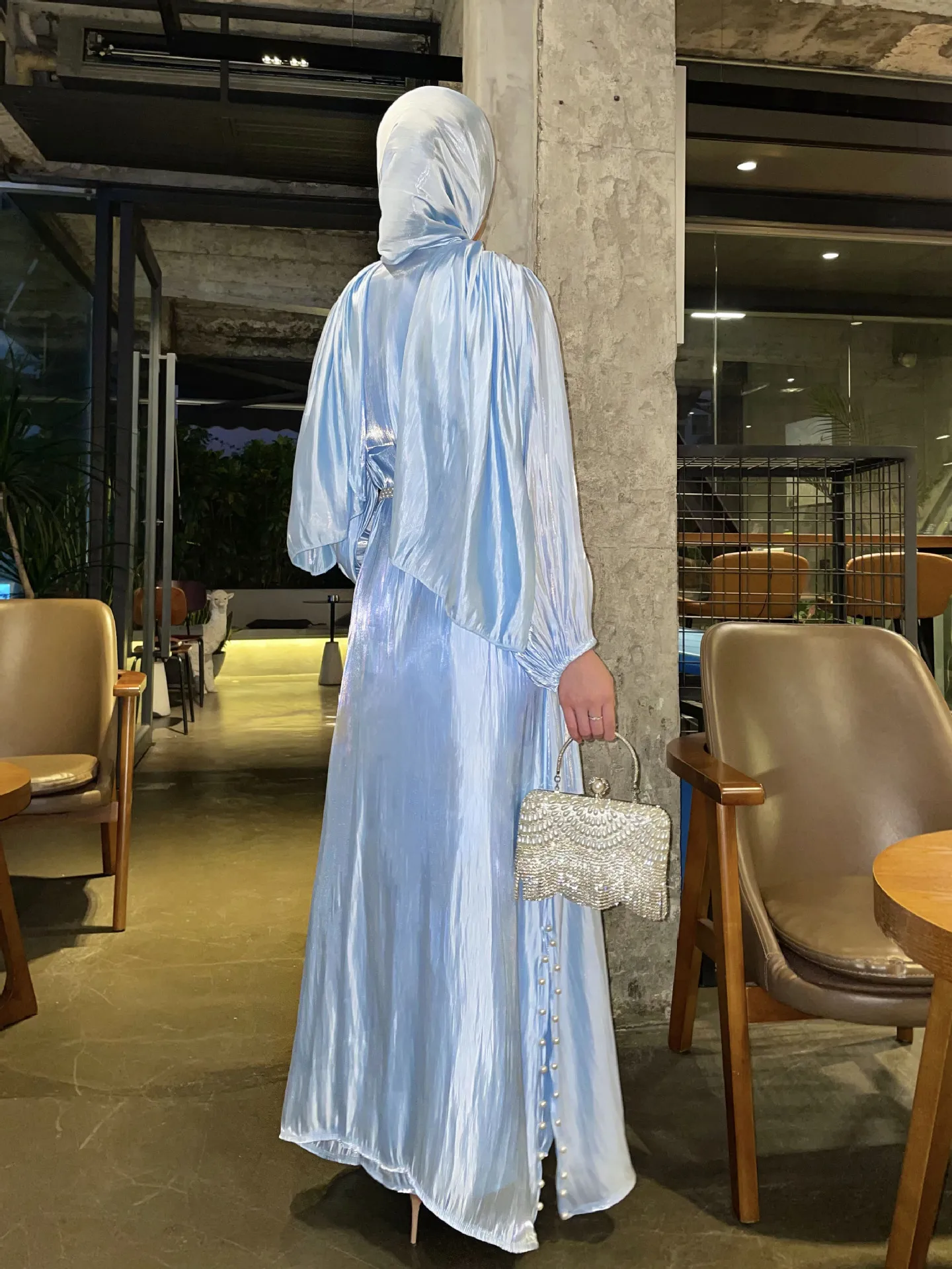 Foreign Trade  Bubble Sleeve Beaded Cardigan With Sleeveless Dress Two-piece Streamer Yarn Dress display picture 8