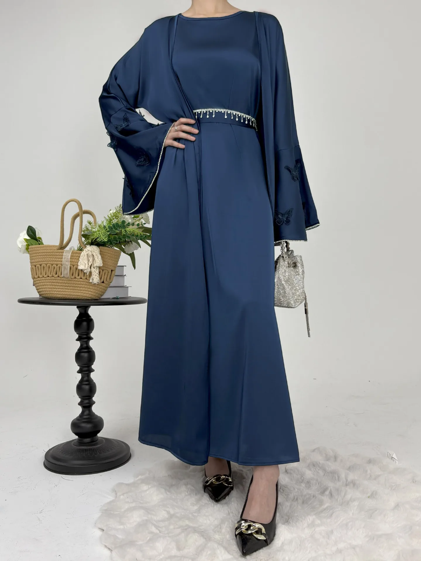Summer Robe Hand-embroidered Butterfly Elegant Suit Loose Muslim Long Dress Elegant Simple Women's Dress display picture 15
