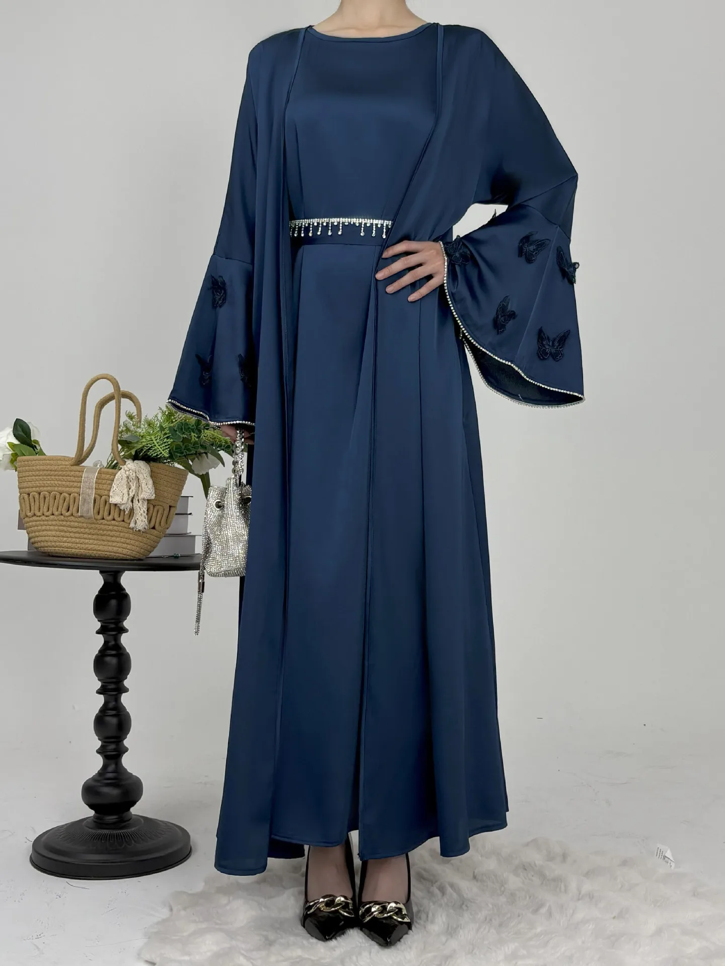 Summer Robe Hand-embroidered Butterfly Elegant Suit Loose Muslim Long Dress Elegant Simple Women's Dress display picture 16