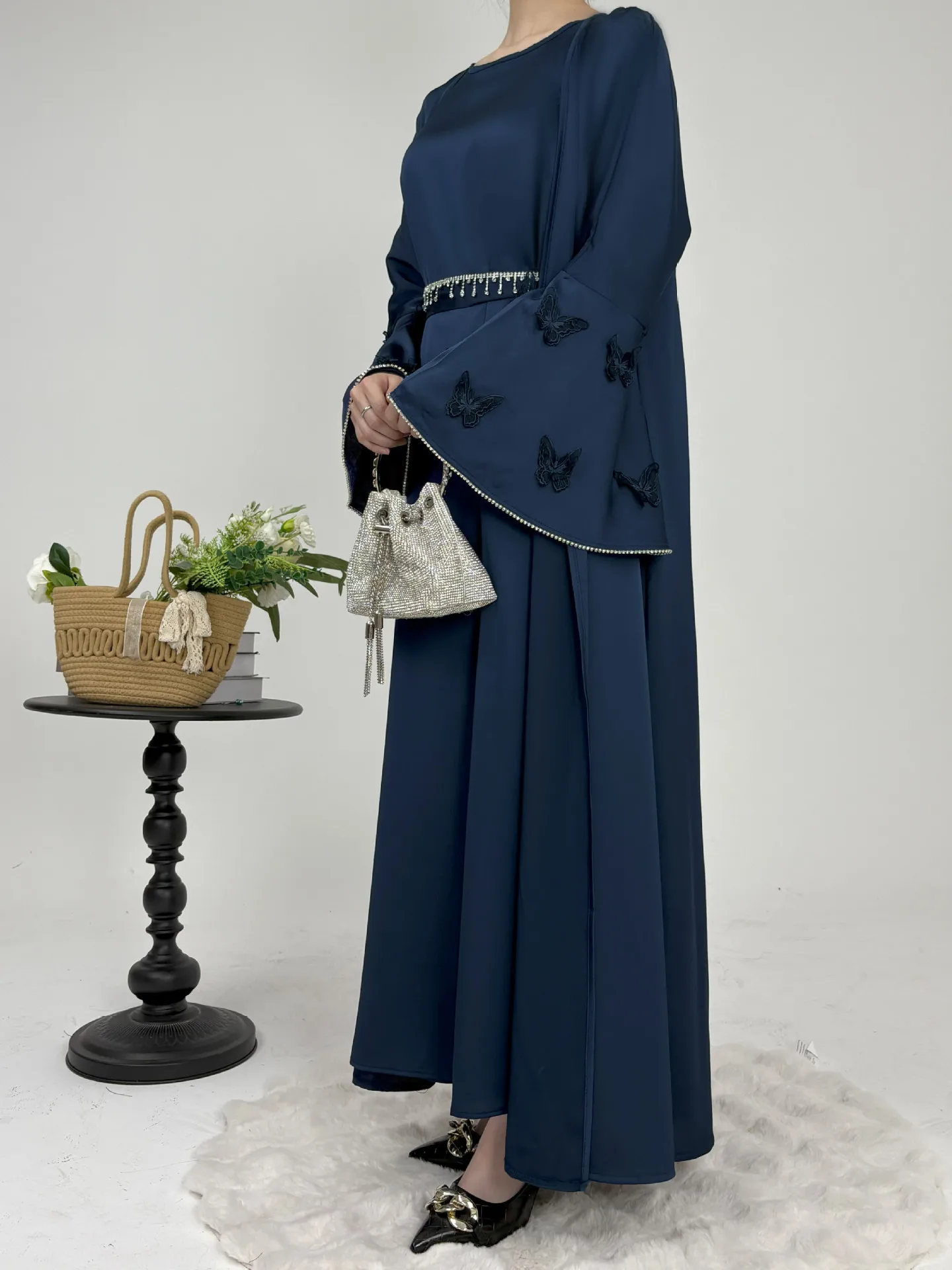 Summer Robe Hand-embroidered Butterfly Elegant Suit Loose Muslim Long Dress Elegant Simple Women's Dress display picture 18