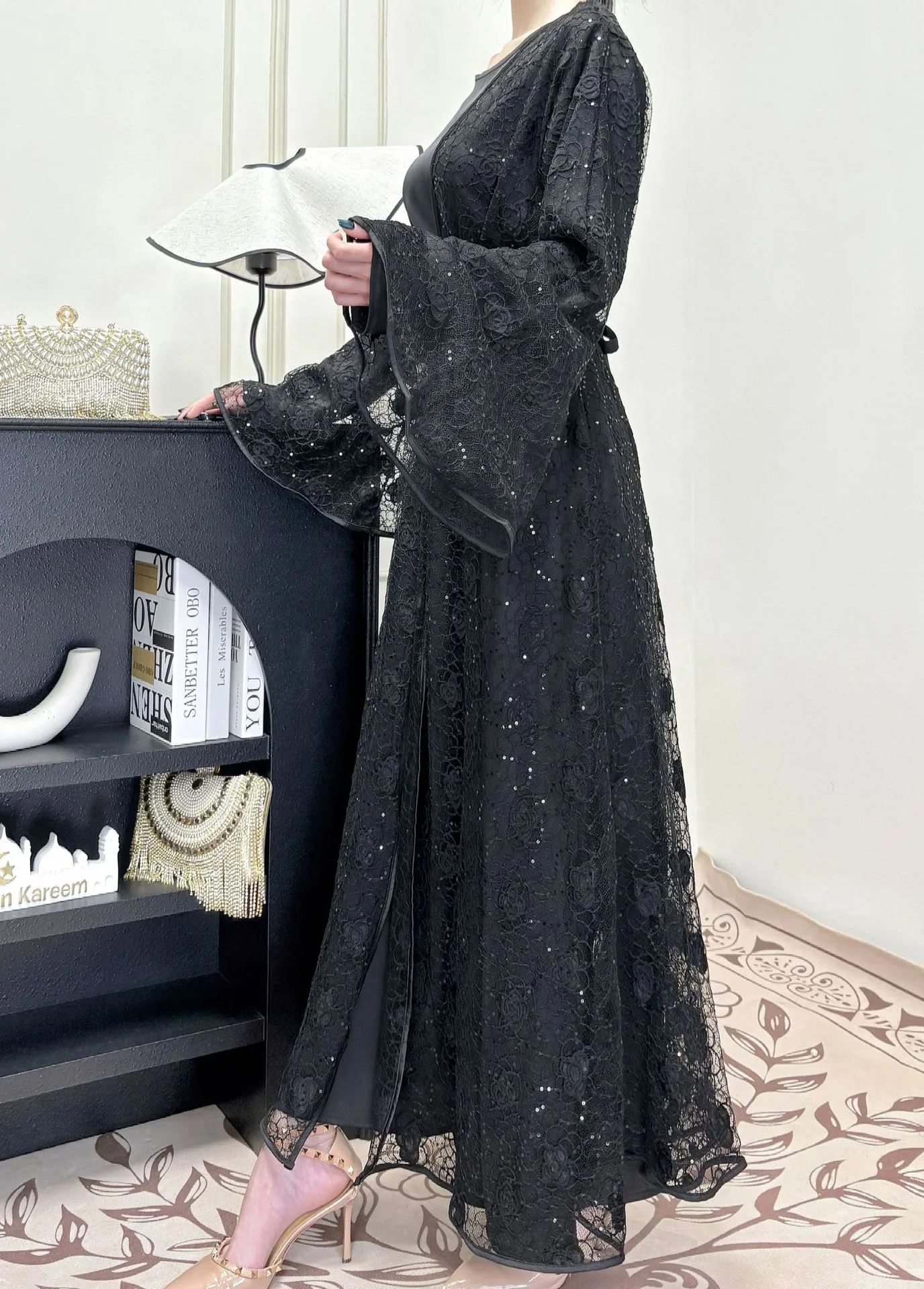 Middle East  Lace Outer Skirt Loose Two-piece Long Skirt Casual Daily All-match Suit Dress display picture 13