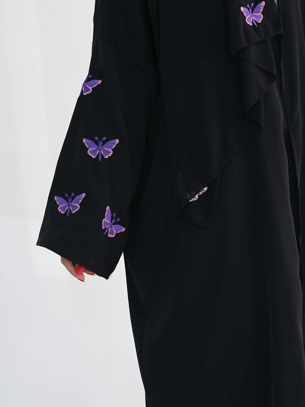 Embroidered Butterfly Cardigan Dress Women's Robe Jacket Bat Sleeve Solid Color Loose display picture 7