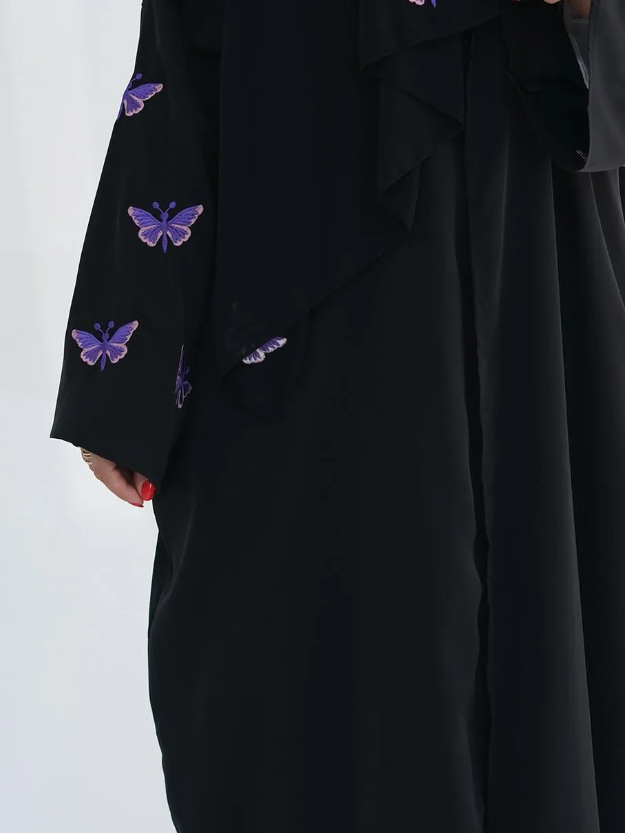Embroidered Butterfly Cardigan Dress Women's Robe Jacket Bat Sleeve Solid Color Loose display picture 8