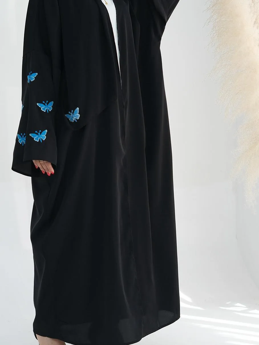 Embroidered Butterfly Cardigan Dress Women's Robe Jacket Bat Sleeve Solid Color Loose display picture 12