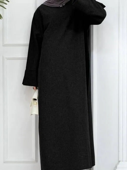 Round Neck Casual Malay Dress With Cuff Slit Long Dress Solid Color Casual Loose Plus Size Elegant Robe display picture 10