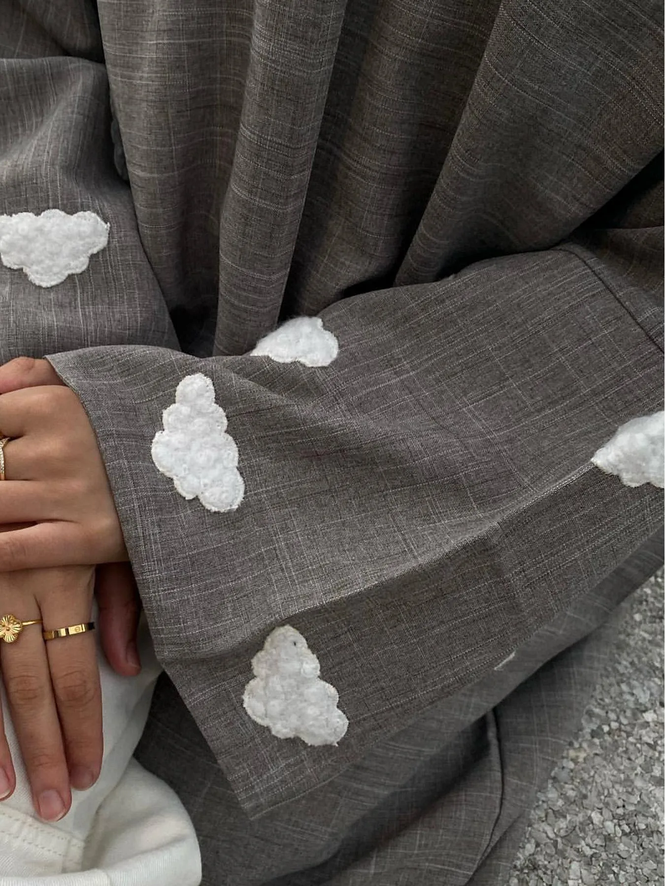 Cloud Embroidery Dubai Turkish Silhouette Cardigan Bat Sleeve Dress display picture 7