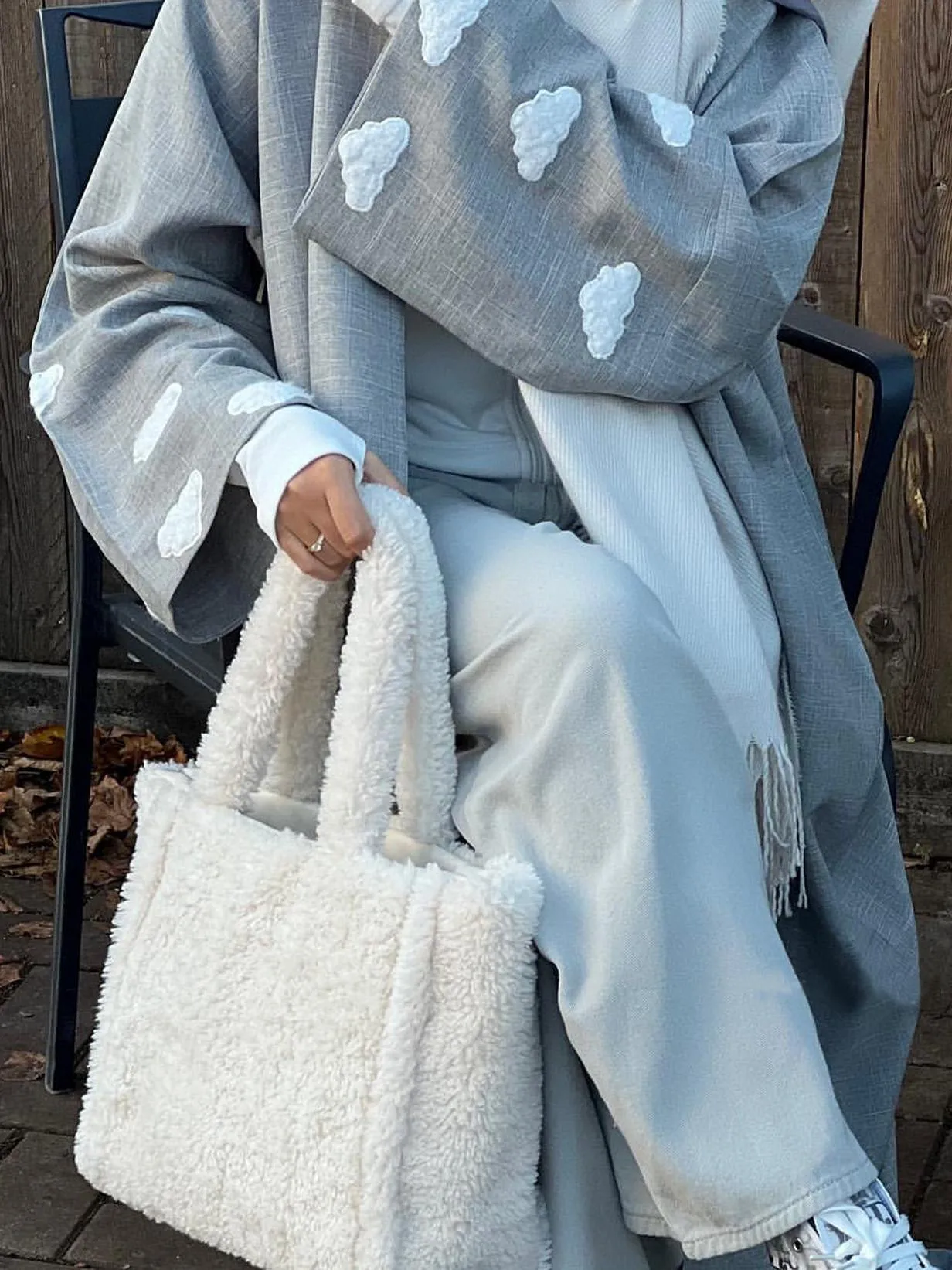 Cloud Embroidery Dubai Turkish Silhouette Cardigan Bat Sleeve Dress display picture 10