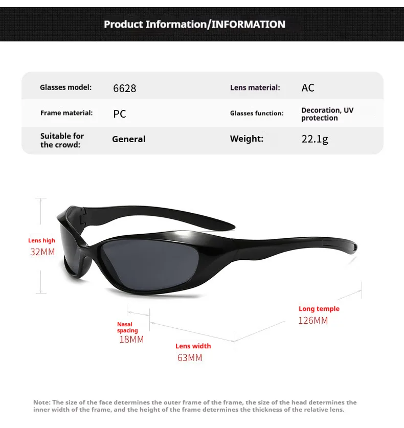 New  Riding Sunglasses Internet Celebrity Couple's Punk Hip-hop Sports Goggles  Futuristic Y2K Sunglasses display picture 3