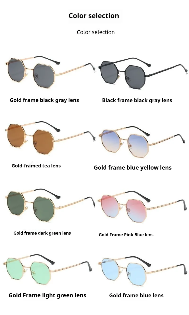 New Fashion Ladies Sunglasses Classic Retro Metal Multilateral Men's Sunglasses Sunglasses Factory Straight display picture 7