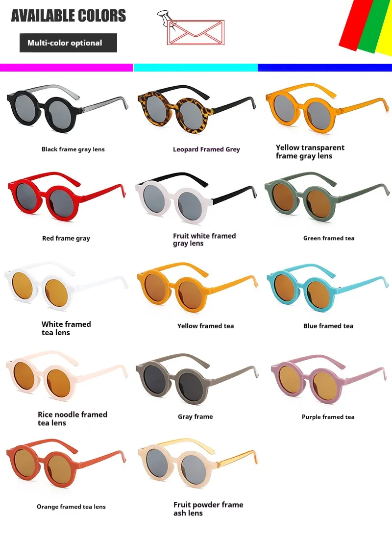 New Retro Round Frame Children's Sunglasses Anti-Blue Ultraviolet Trendy Men's Sunglasses Danish Frosted Multicolor Glasses display picture 2