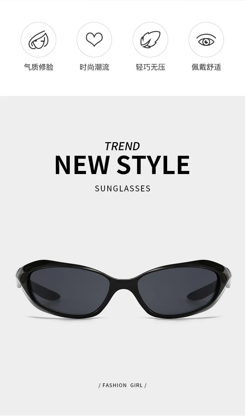 New  Riding Sunglasses Internet Celebrity Couple's Punk Hip-hop Sports Goggles  Futuristic Y2K Sunglasses display picture 2