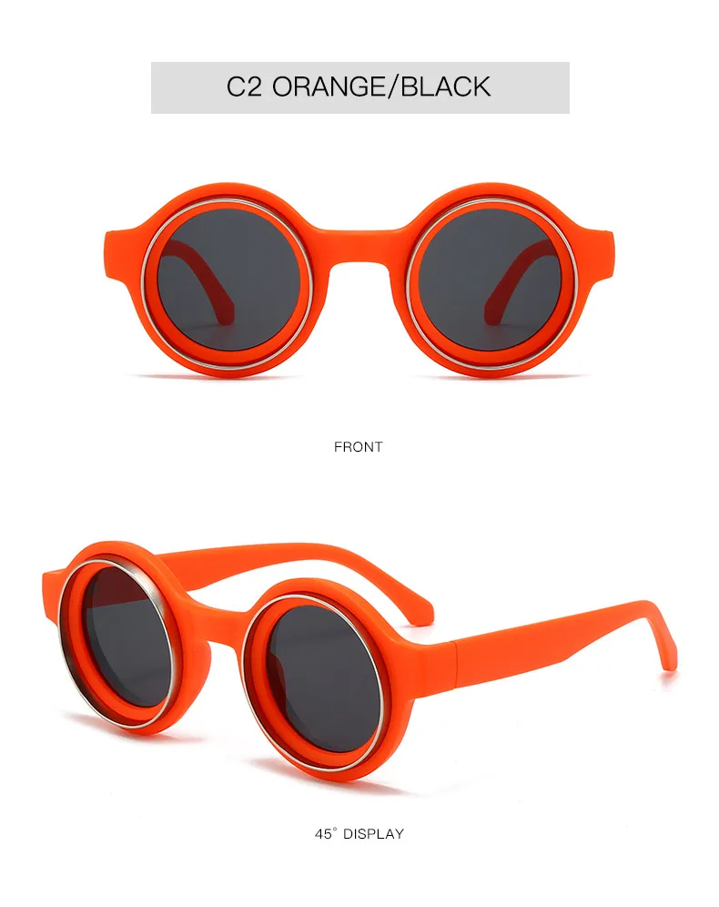 New  Double Circle Round Frame Sunglasses Fashionable Men And Women's Show Street Shot Sunglasses Retro All-match Sunglasses display picture 5