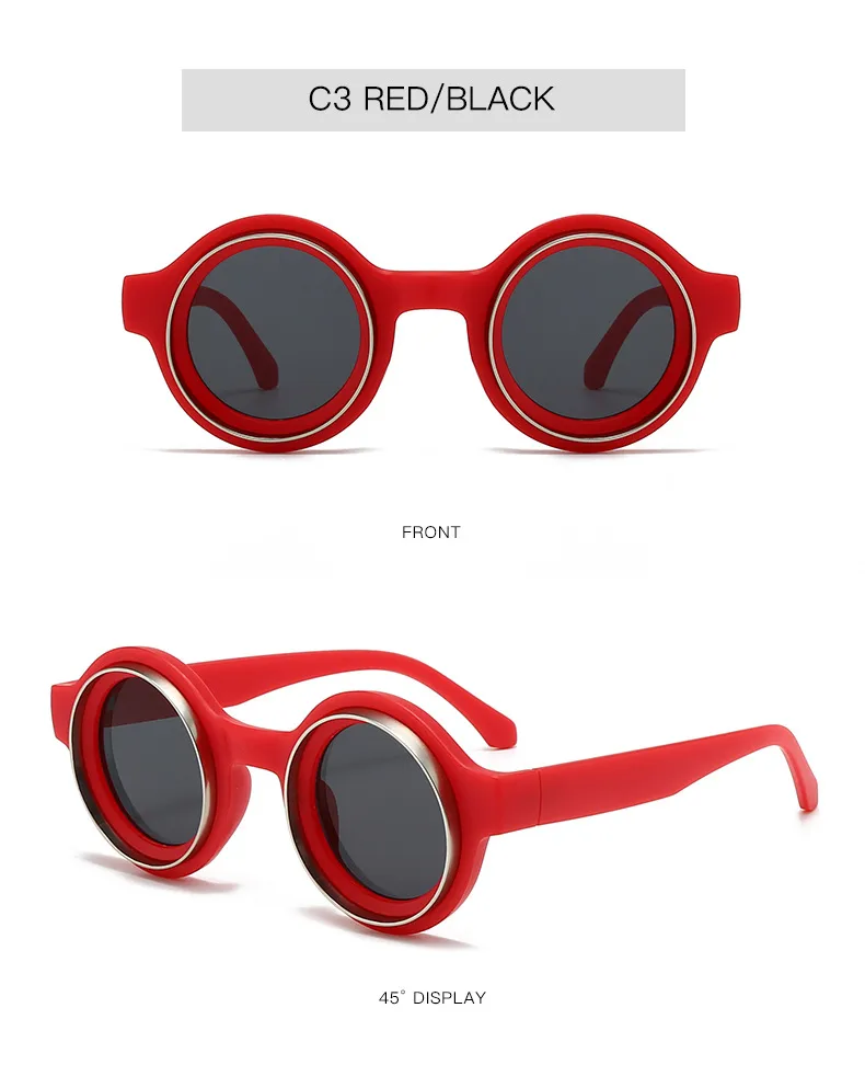 New  Double Circle Round Frame Sunglasses Fashionable Men And Women's Show Street Shot Sunglasses Retro All-match Sunglasses display picture 6