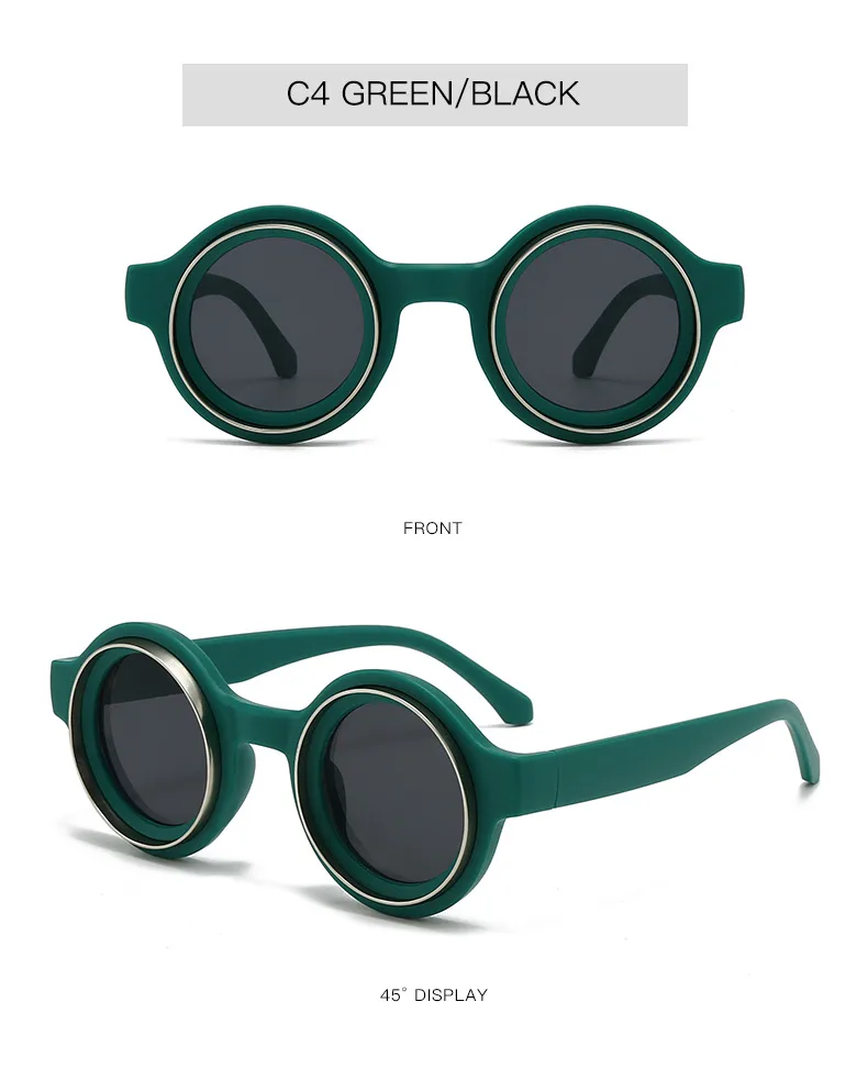 New  Double Circle Round Frame Sunglasses Fashionable Men And Women's Show Street Shot Sunglasses Retro All-match Sunglasses display picture 7