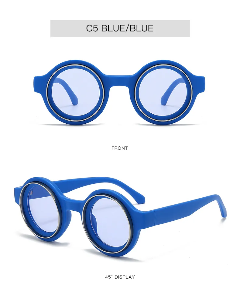 New  Double Circle Round Frame Sunglasses Fashionable Men And Women's Show Street Shot Sunglasses Retro All-match Sunglasses display picture 8