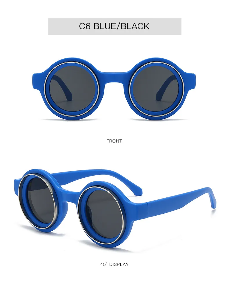 New  Double Circle Round Frame Sunglasses Fashionable Men And Women's Show Street Shot Sunglasses Retro All-match Sunglasses display picture 9