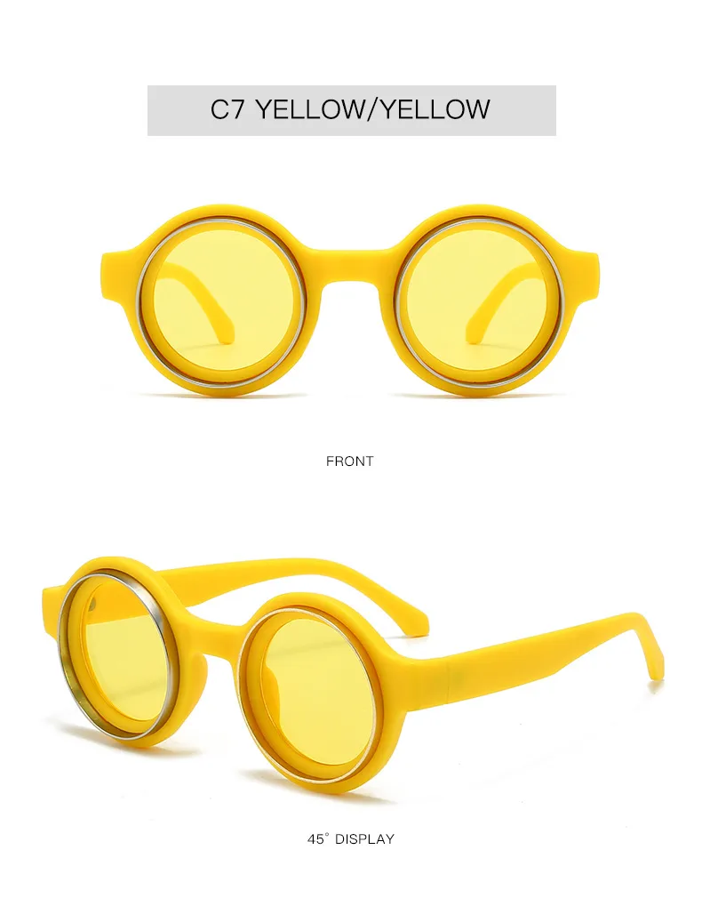 New  Double Circle Round Frame Sunglasses Fashionable Men And Women's Show Street Shot Sunglasses Retro All-match Sunglasses display picture 10