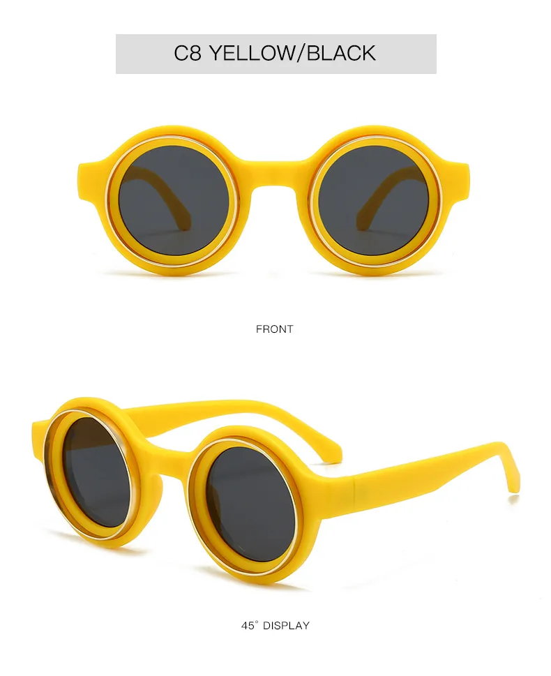 New  Double Circle Round Frame Sunglasses Fashionable Men And Women's Show Street Shot Sunglasses Retro All-match Sunglasses display picture 11
