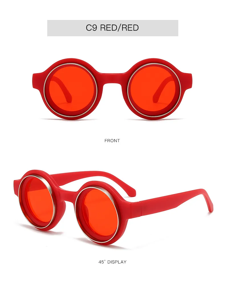 New  Double Circle Round Frame Sunglasses Fashionable Men And Women's Show Street Shot Sunglasses Retro All-match Sunglasses display picture 12