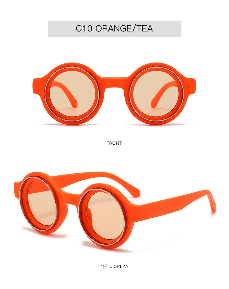 New  Double Circle Round Frame Sunglasses Fashionable Men And Women's Show Street Shot Sunglasses Retro All-match Sunglasses display picture 13