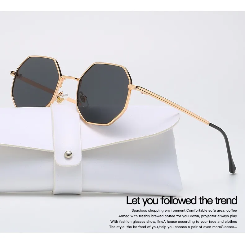 New Fashion Ladies Sunglasses Classic Retro Metal Multilateral Men's Sunglasses Sunglasses Factory Straight display picture 4