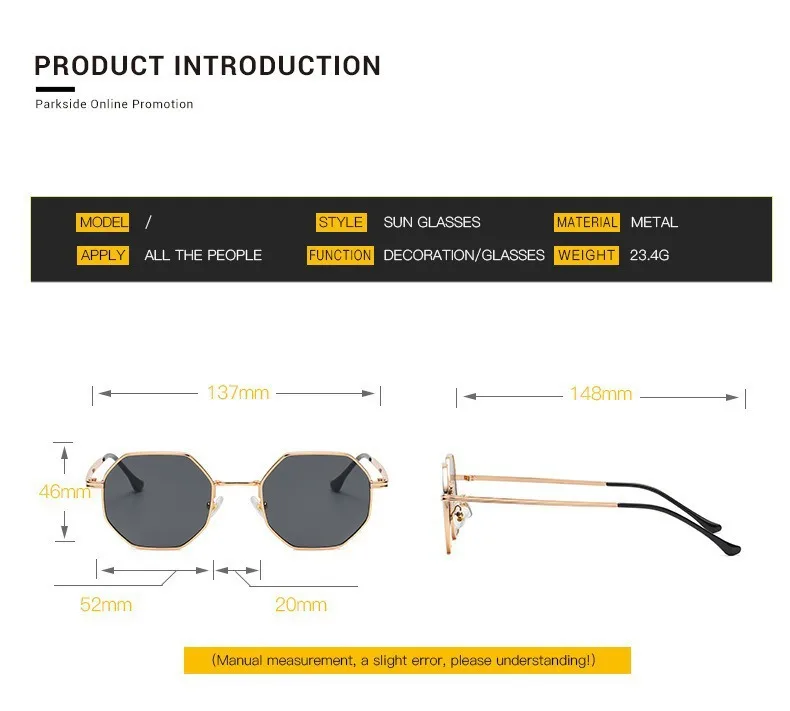 New Fashion Ladies Sunglasses Classic Retro Metal Multilateral Men's Sunglasses Sunglasses Factory Straight display picture 6