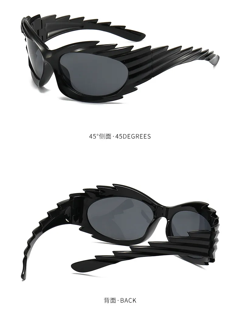 Style Distinctive Wings Riding Sunglasses Concave Style Ins Fashionable Sunglasses Women's Barbed Hedgehog Y2K Sunglasses display picture 4