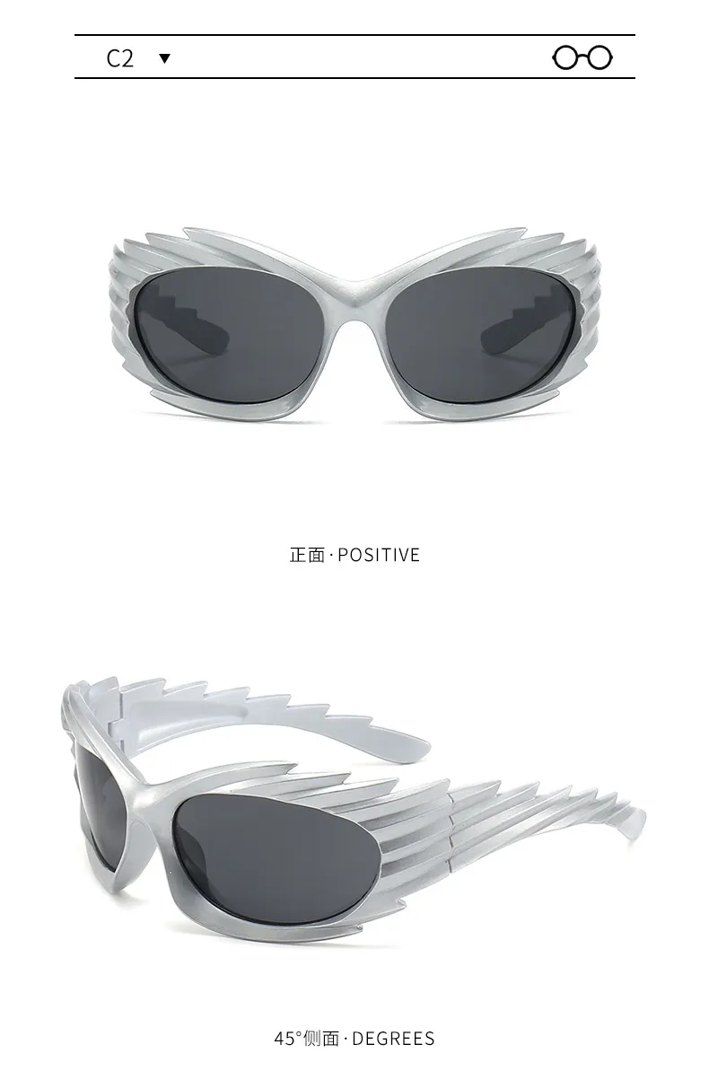 Style Distinctive Wings Riding Sunglasses Concave Style Ins Fashionable Sunglasses Women's Barbed Hedgehog Y2K Sunglasses display picture 5
