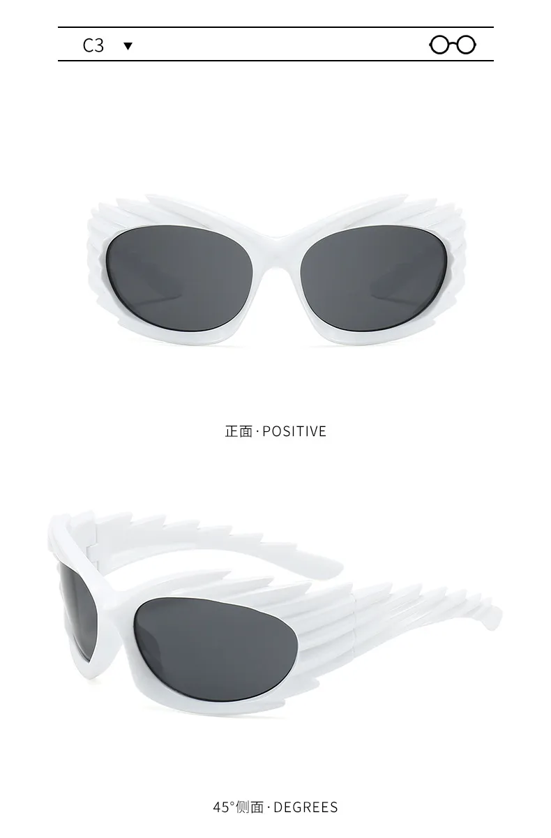 Style Distinctive Wings Riding Sunglasses Concave Style Ins Fashionable Sunglasses Women's Barbed Hedgehog Y2K Sunglasses display picture 6