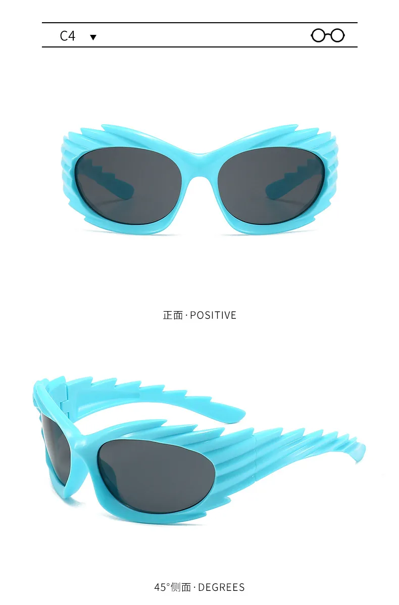 Style Distinctive Wings Riding Sunglasses Concave Style Ins Fashionable Sunglasses Women's Barbed Hedgehog Y2K Sunglasses display picture 7