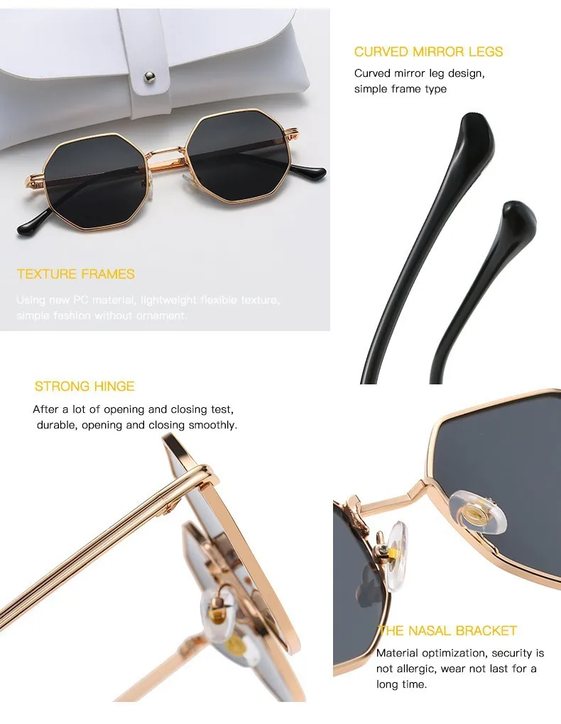 New Fashion Ladies Sunglasses Classic Retro Metal Multilateral Men's Sunglasses Sunglasses Factory Straight display picture 16