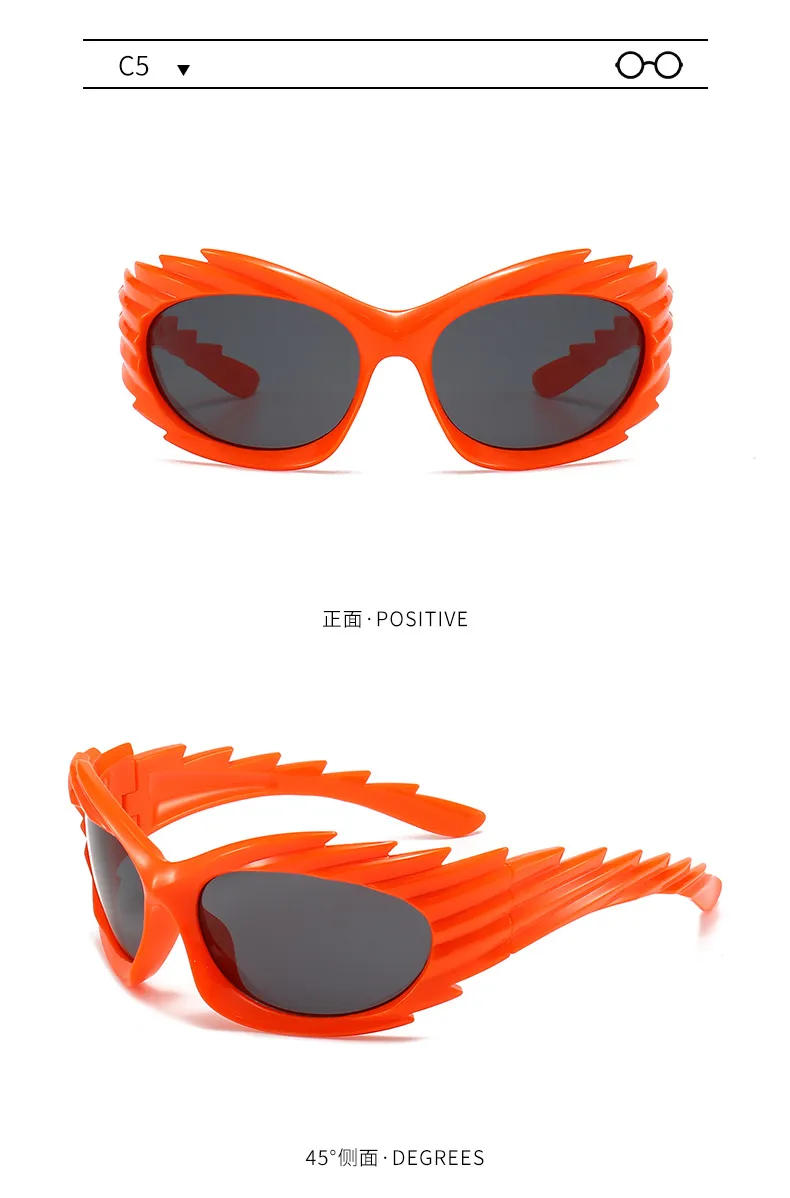 Style Distinctive Wings Riding Sunglasses Concave Style Ins Fashionable Sunglasses Women's Barbed Hedgehog Y2K Sunglasses display picture 8
