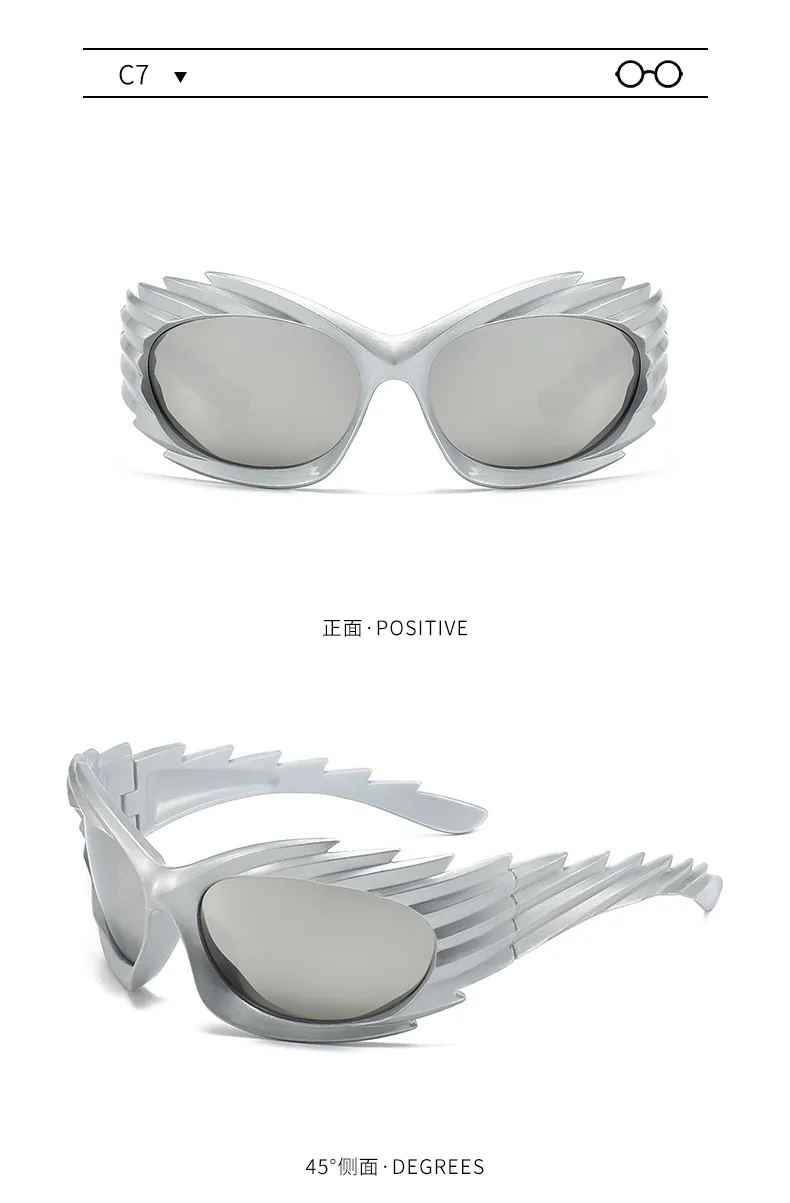 Style Distinctive Wings Riding Sunglasses Concave Style Ins Fashionable Sunglasses Women's Barbed Hedgehog Y2K Sunglasses display picture 10