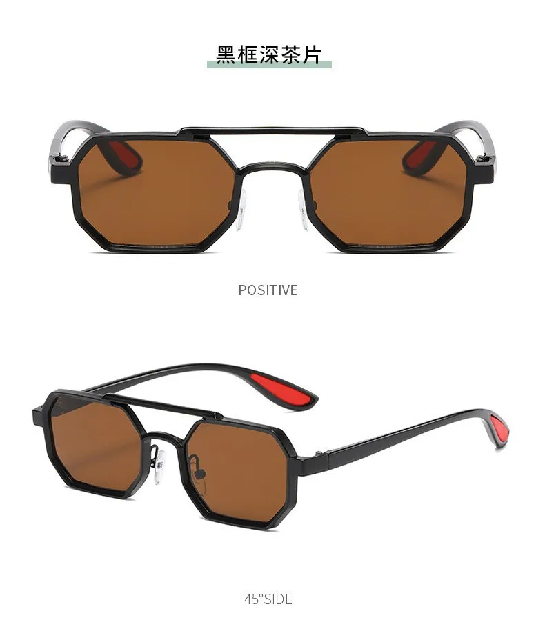 Trendy Metal Double-Beam Sunglasses, Fashionable Business Men's Outdoor Anti-Uv Sunglasses, Personalized Small-Frame Glasses display picture 4