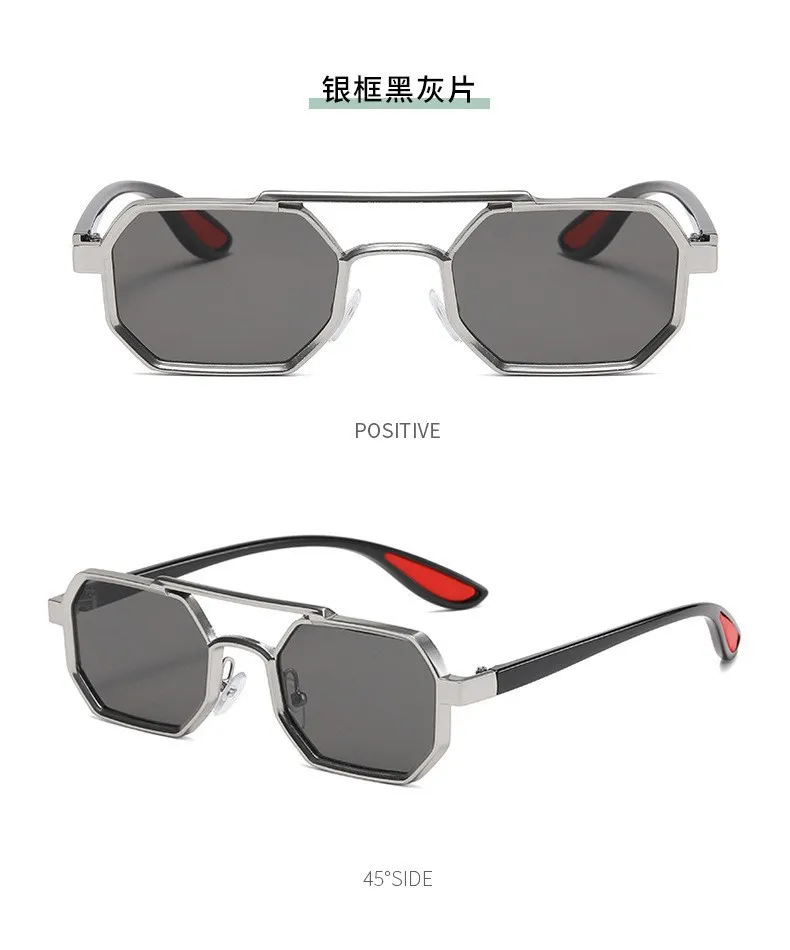 Trendy Metal Double-Beam Sunglasses, Fashionable Business Men's Outdoor Anti-Uv Sunglasses, Personalized Small-Frame Glasses display picture 6