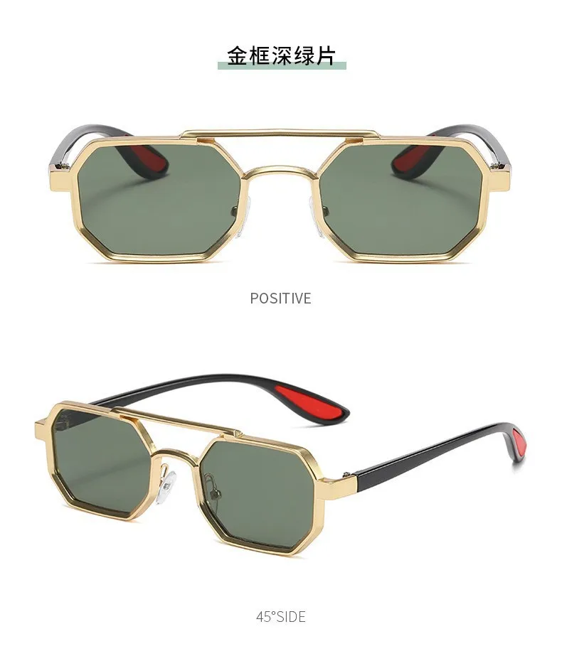 Trendy Metal Double-Beam Sunglasses, Fashionable Business Men's Outdoor Anti-Uv Sunglasses, Personalized Small-Frame Glasses display picture 8