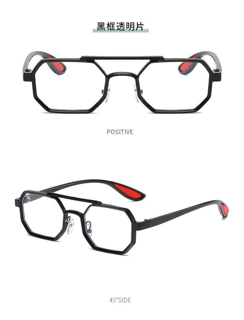 Trendy Metal Double-Beam Sunglasses, Fashionable Business Men's Outdoor Anti-Uv Sunglasses, Personalized Small-Frame Glasses display picture 9