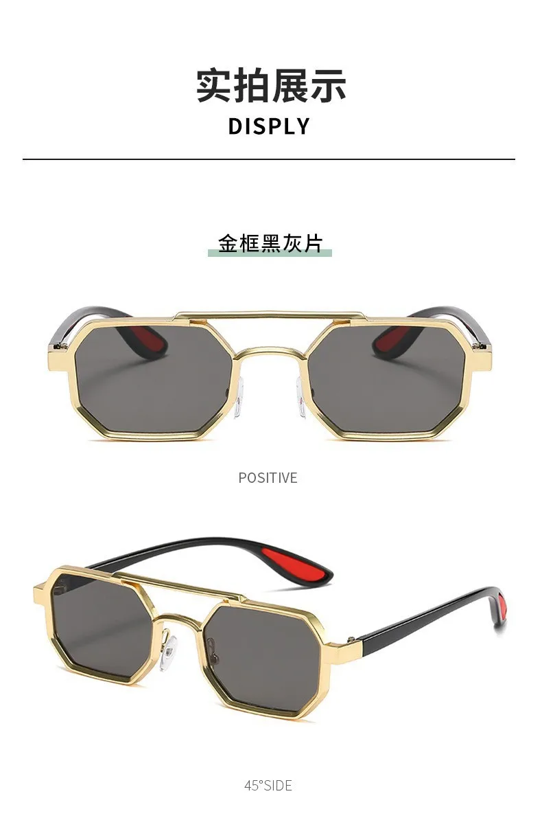 Trendy Metal Double-Beam Sunglasses, Fashionable Business Men's Outdoor Anti-Uv Sunglasses, Personalized Small-Frame Glasses display picture 10