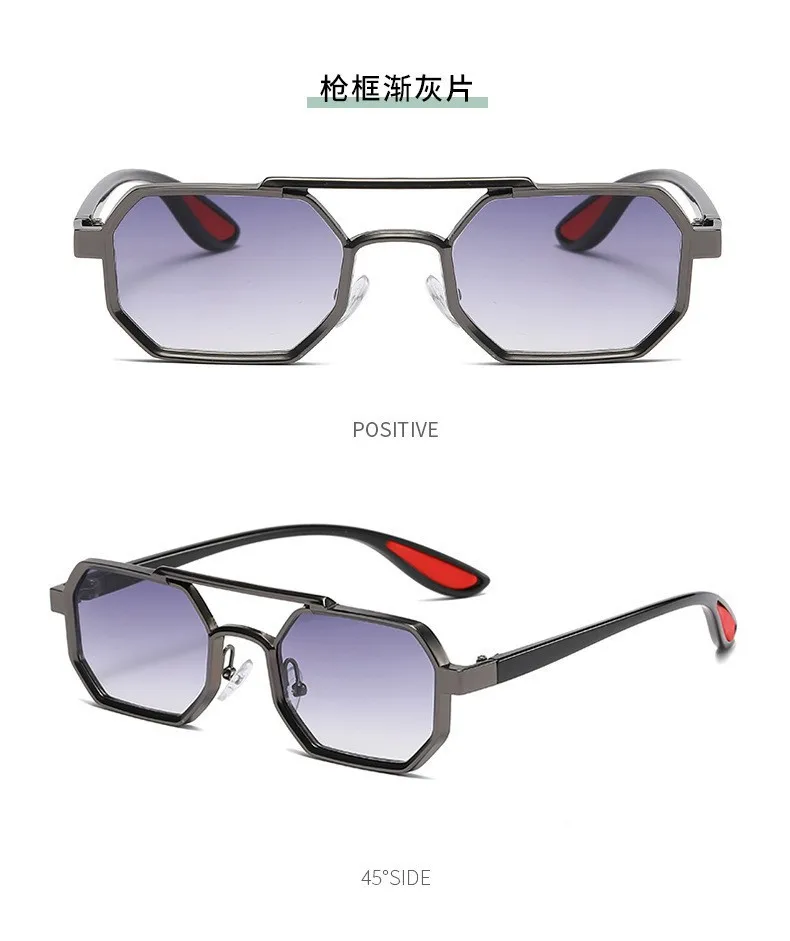 Trendy Metal Double-Beam Sunglasses, Fashionable Business Men's Outdoor Anti-Uv Sunglasses, Personalized Small-Frame Glasses display picture 11