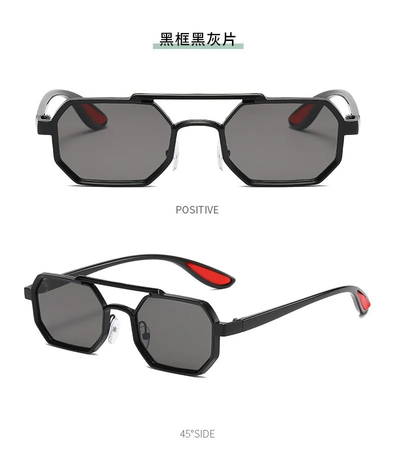 Trendy Metal Double-Beam Sunglasses, Fashionable Business Men's Outdoor Anti-Uv Sunglasses, Personalized Small-Frame Glasses display picture 12