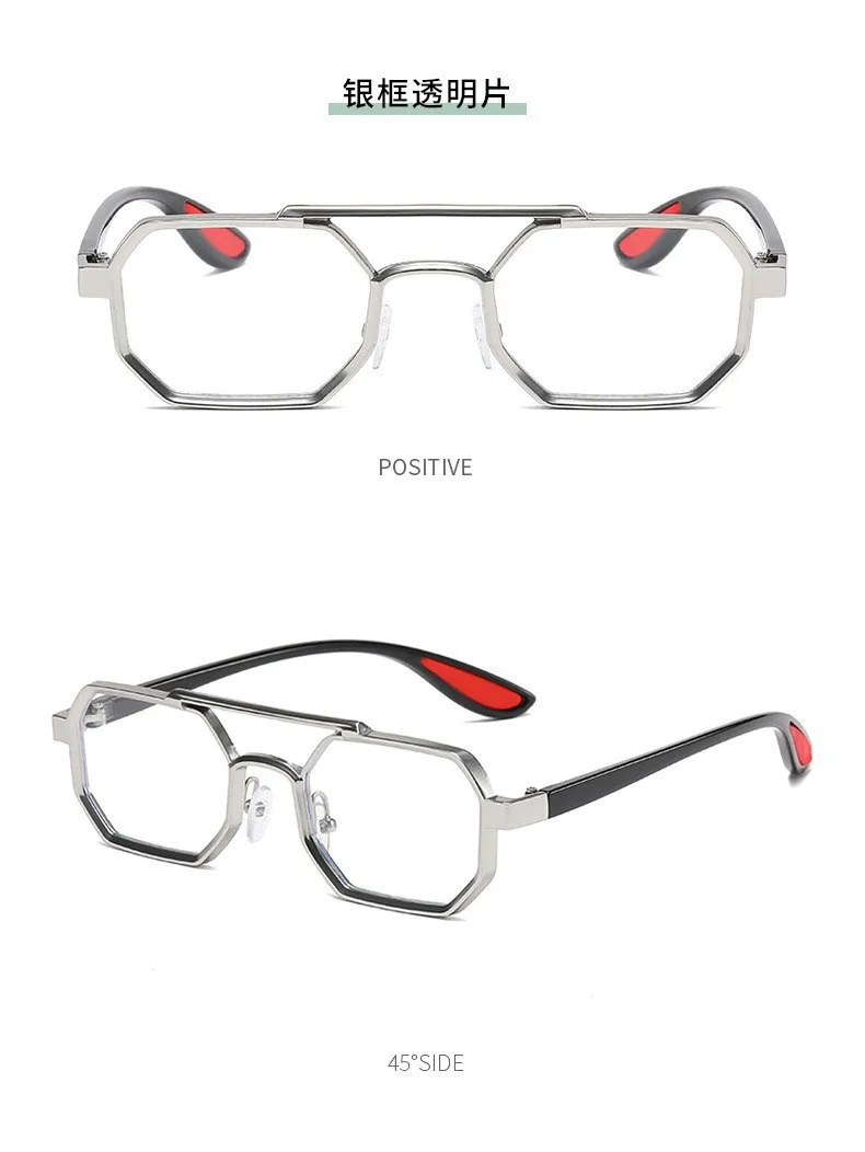Trendy Metal Double-Beam Sunglasses, Fashionable Business Men's Outdoor Anti-Uv Sunglasses, Personalized Small-Frame Glasses display picture 13