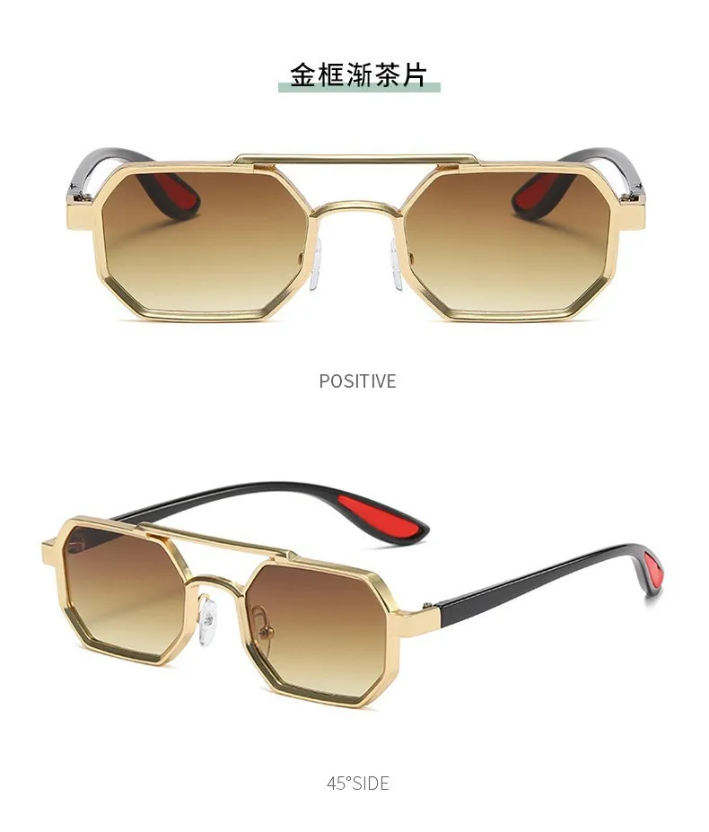 Trendy Metal Double-Beam Sunglasses, Fashionable Business Men's Outdoor Anti-Uv Sunglasses, Personalized Small-Frame Glasses display picture 14