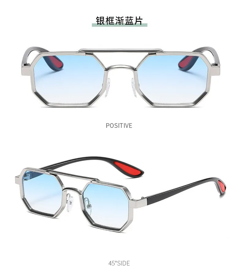 Trendy Metal Double-Beam Sunglasses, Fashionable Business Men's Outdoor Anti-Uv Sunglasses, Personalized Small-Frame Glasses display picture 15