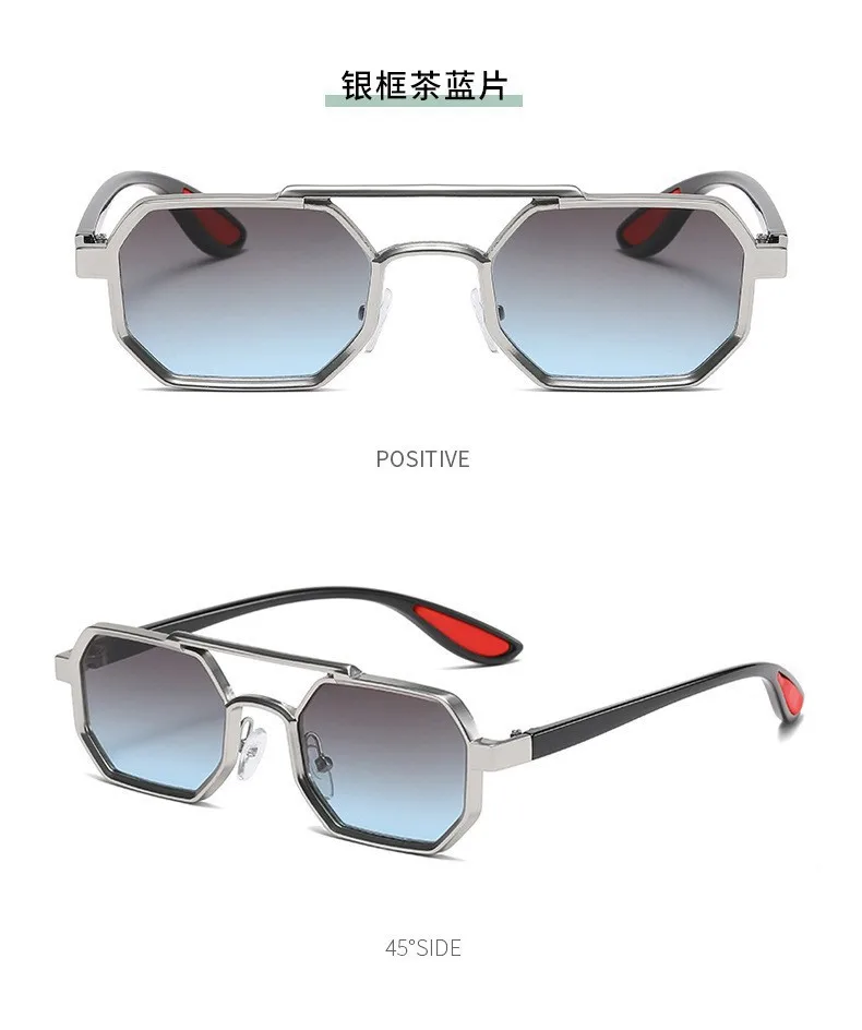 Trendy Metal Double-Beam Sunglasses, Fashionable Business Men's Outdoor Anti-Uv Sunglasses, Personalized Small-Frame Glasses display picture 16