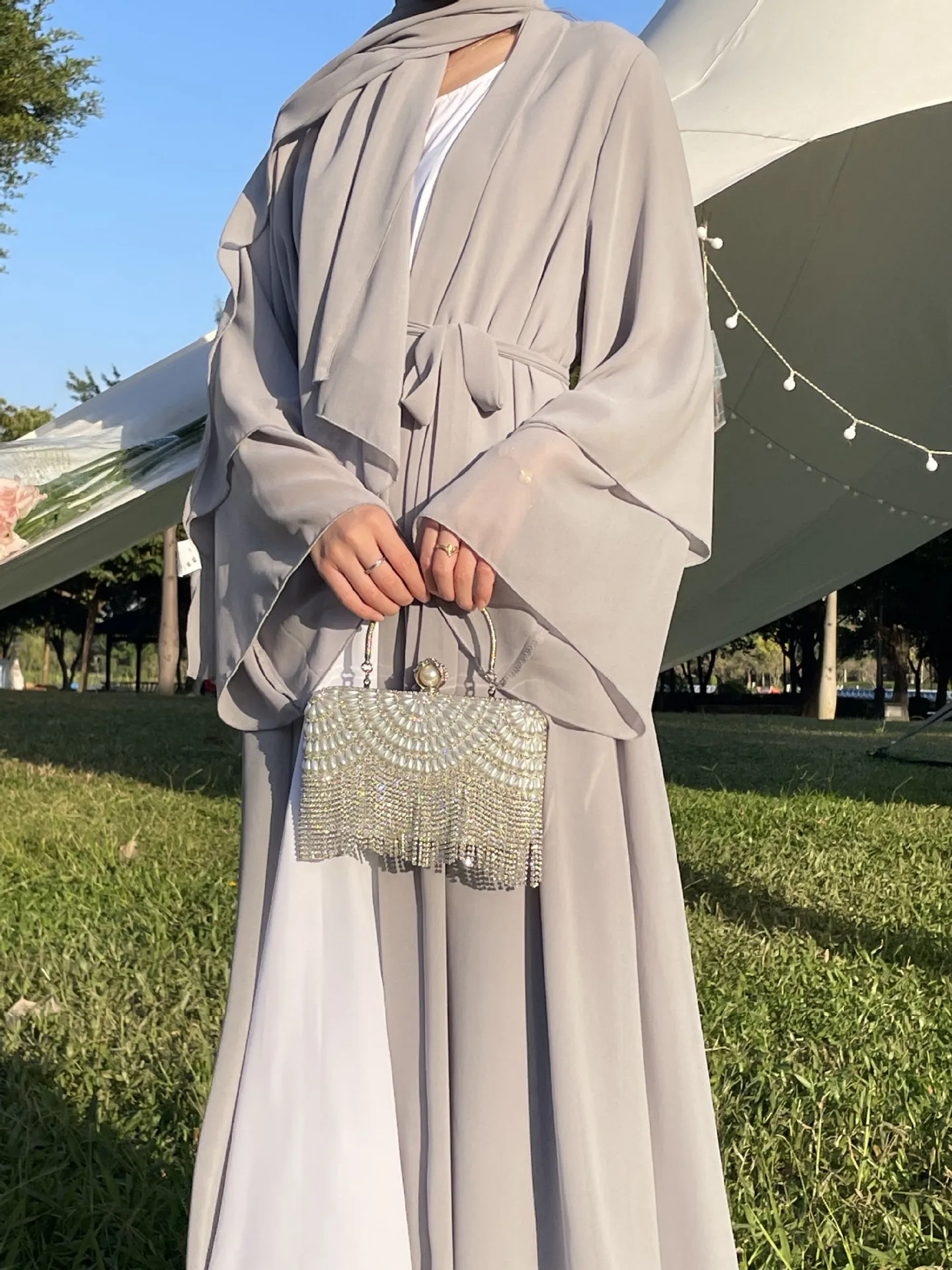 Trade Fashion Women Middle East Two-piece Dress Abaya Robe Burqa Dress Prayer Dress Chiffon display picture 4