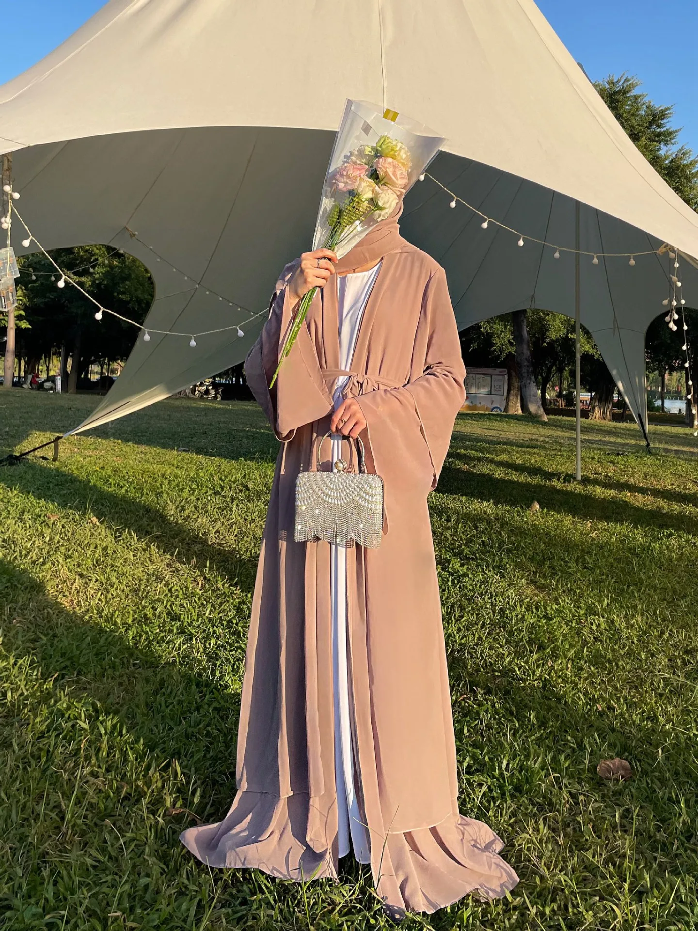 Trade Fashion Women Middle East Two-piece Dress Abaya Robe Burqa Dress Prayer Dress Chiffon display picture 9
