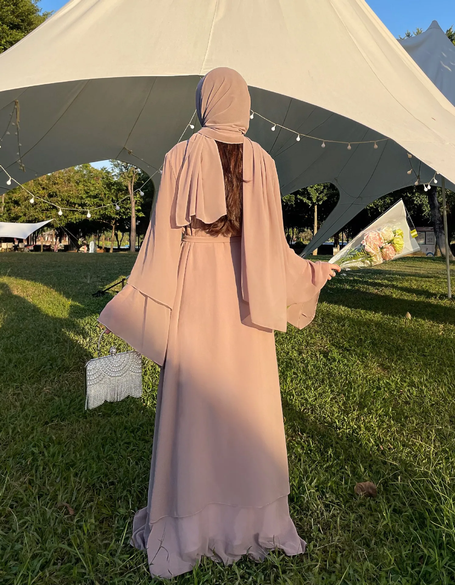 Trade Fashion Women Middle East Two-piece Dress Abaya Robe Burqa Dress Prayer Dress Chiffon display picture 10