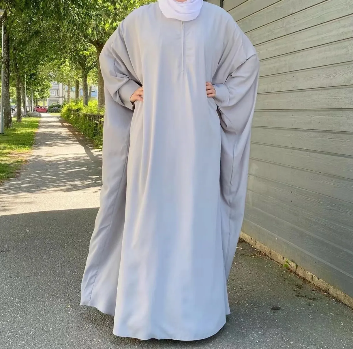 Traditional Clothing  Foreign Trade Swing Solid Color Batwing Sleeve Robe Plus Size Women's Clothing Dress display picture 15