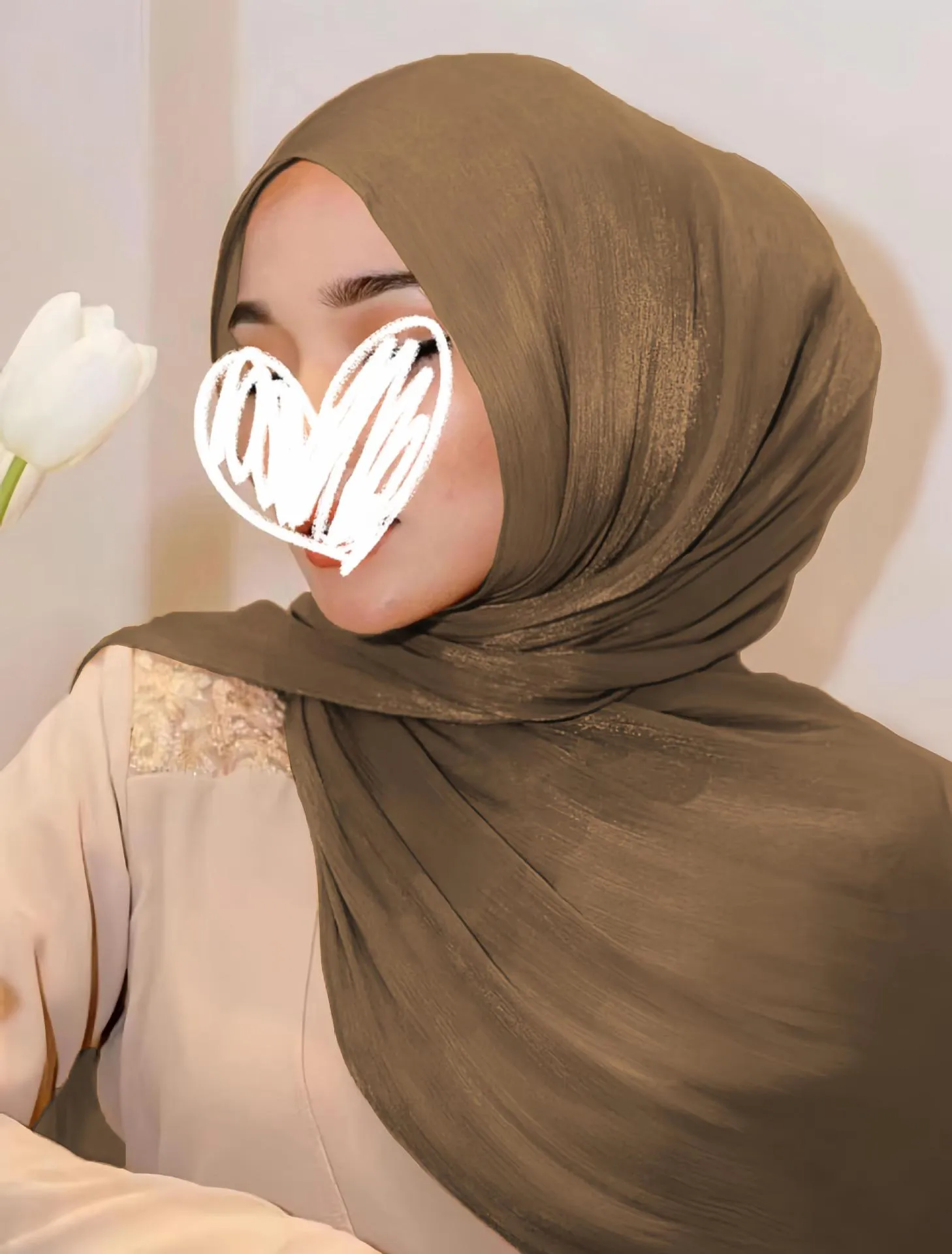 Solid Color Middle East Dubai Turkey Breathable Crepe Bright Silk Scarf Toe Scarf Solid Color display picture 3