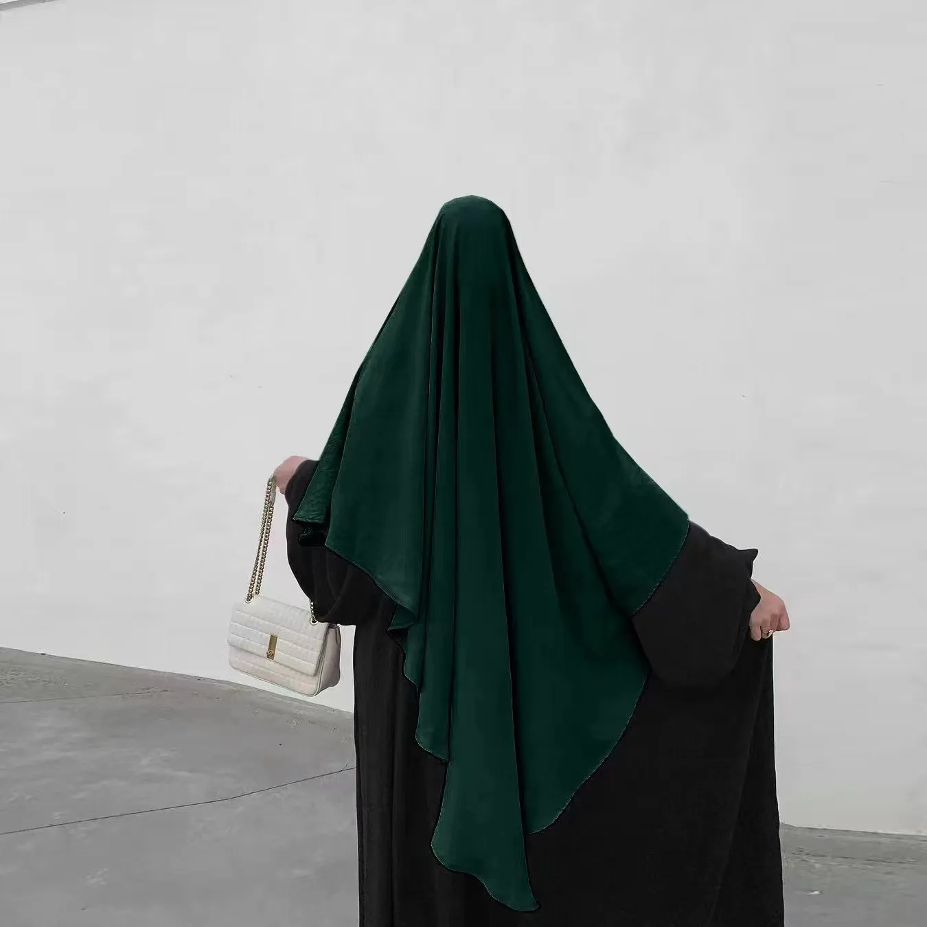 Solid Color Middle East Dubai Turkey Solid Color Single Layer Double Layer Three Layer Scarf display picture 6